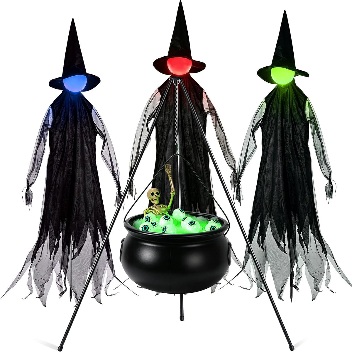 4.2 ft Light-Up Witches, Set of 3