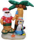 7 ft Inflatable Santa and Penguin on Island