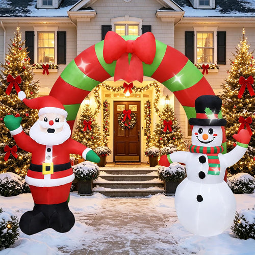 10 FT Christmas Inflatables Archway Outdoor Decorations Santa Snowman Arch / Blow Up Christmas Yard