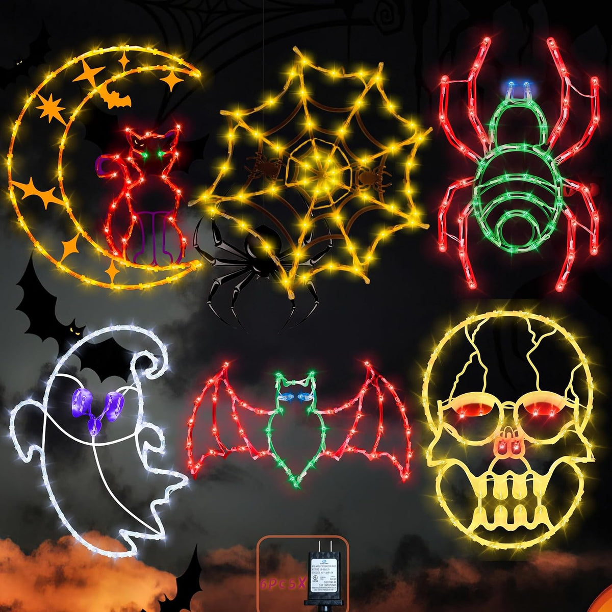 16 in Halloween Window Silhouette Lights, 6 Pack