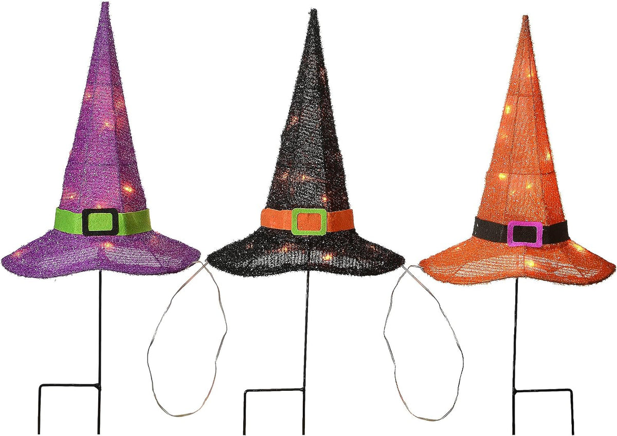23 in Lighted Witch Hat Garden Stakes
