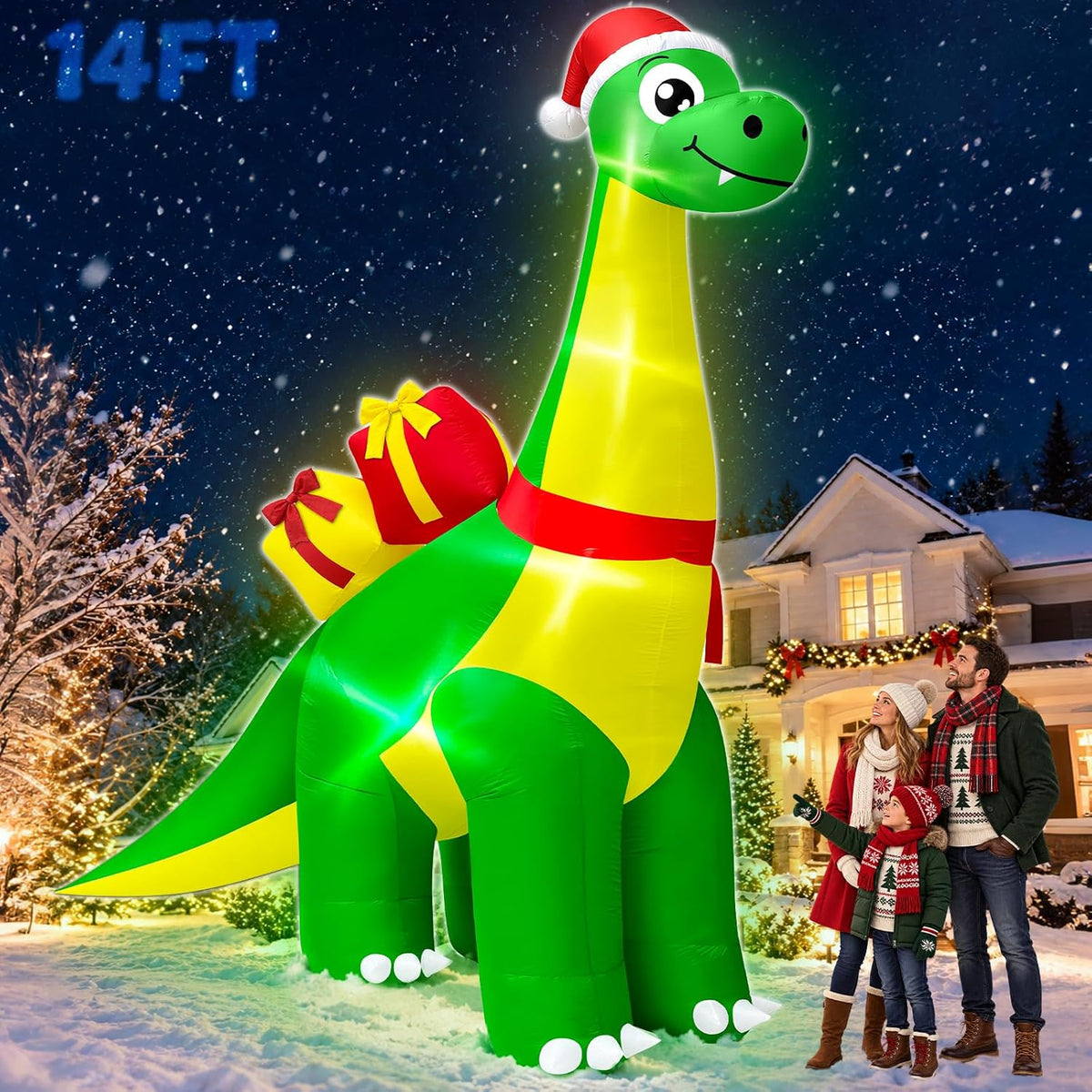 14 ft Inflatable Christmas Dinosaur